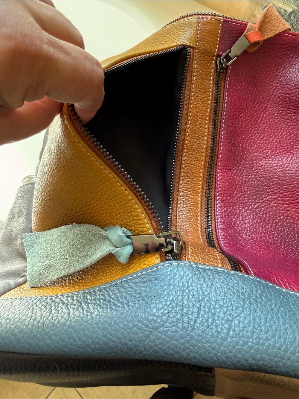 Colorblock Leather Backpack - Picture 8 of 8